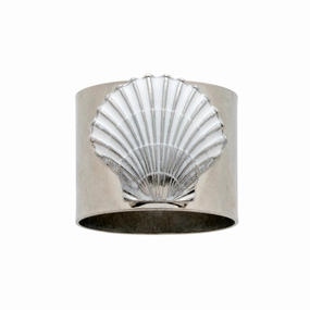 Painted Shell Napkin Rings, White, Set of Two mini desktop sculpture