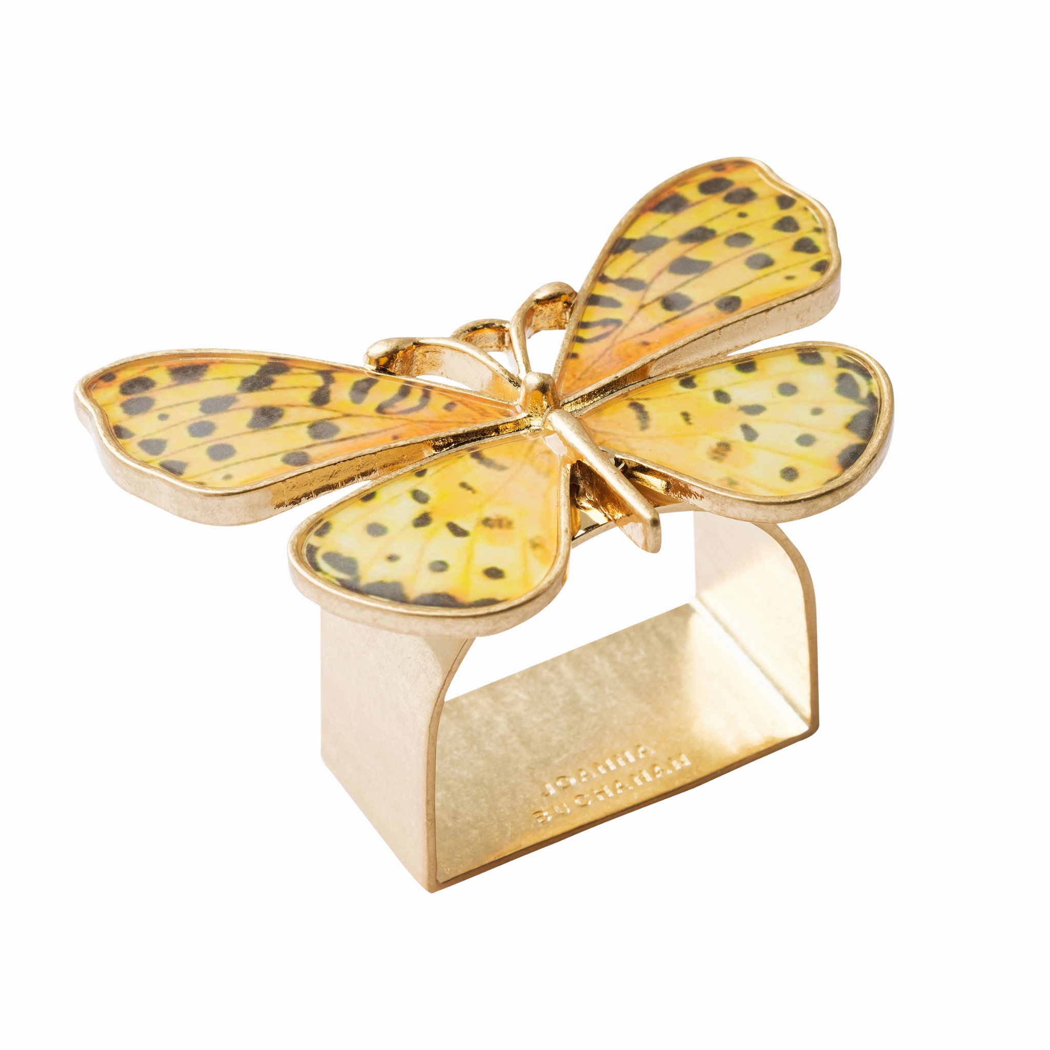 Painterly Butterfly Napkin Rings, Yellow, Set of Four cute desktop display