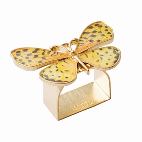 Painterly Butterfly Napkin Rings, Yellow, Set of Four mini desktop sculpture