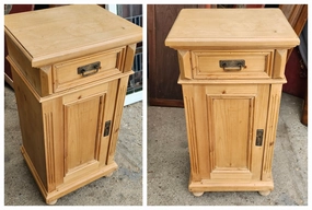 PAIR OF CONTINENTAL PINE SIDE CABINETS artistic wall mural