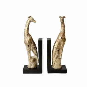Pair of dog bookends champagne colour 30X21.5CM decorative home ornament