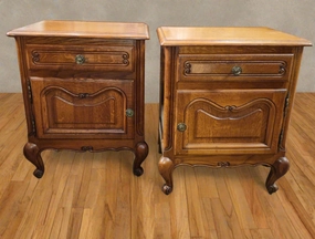 PAIR OF LOUIS XV LOW OAK SIDE CABINETS artistic wall mural