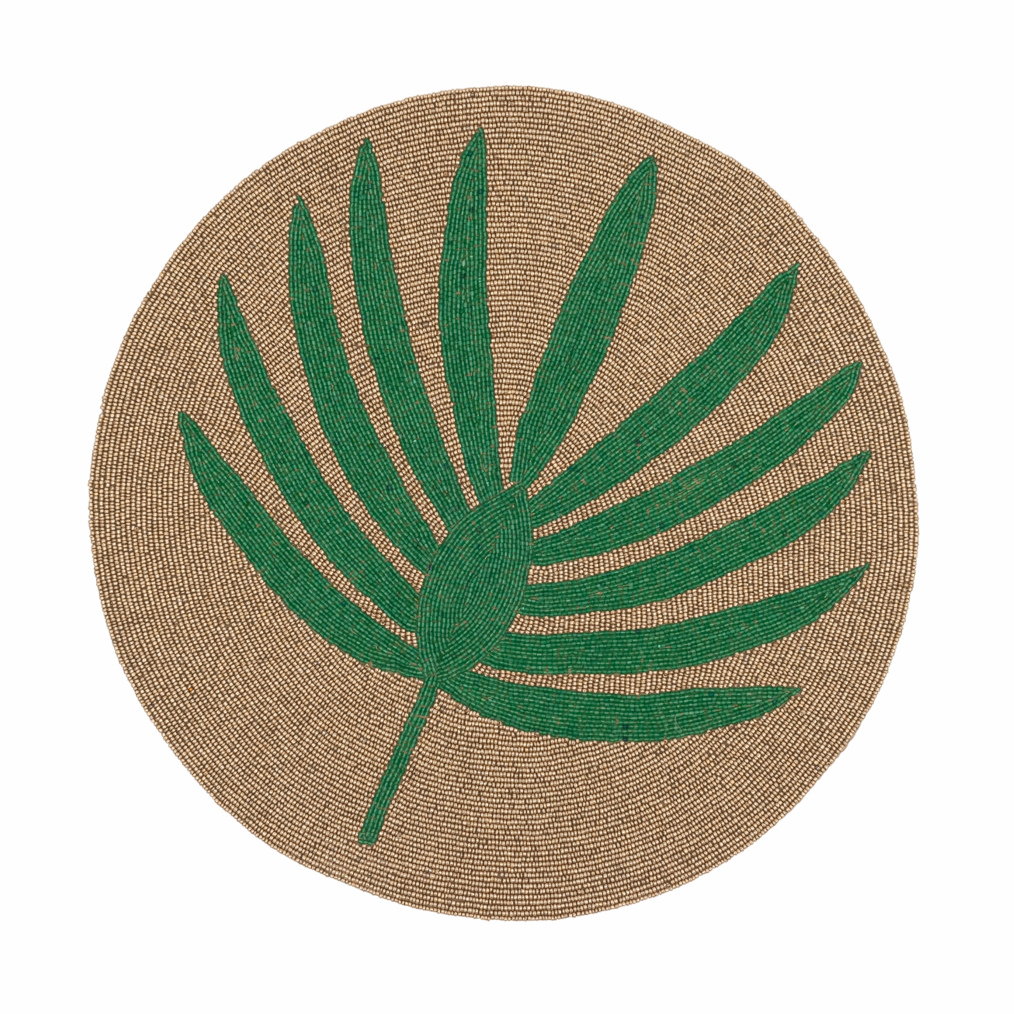 Palm Frond Hand Beaded Placemat, Green cute desktop display
