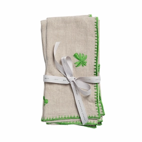 Palm Tree Embroidered Dinner Napkins, Flax, Set of Two mini desktop sculpture