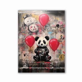 Panda Balloons by Zenzdesign framed mural artwork