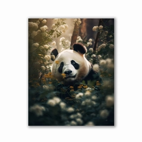 Panda Flowers by Zenzdesign framed mural artwork