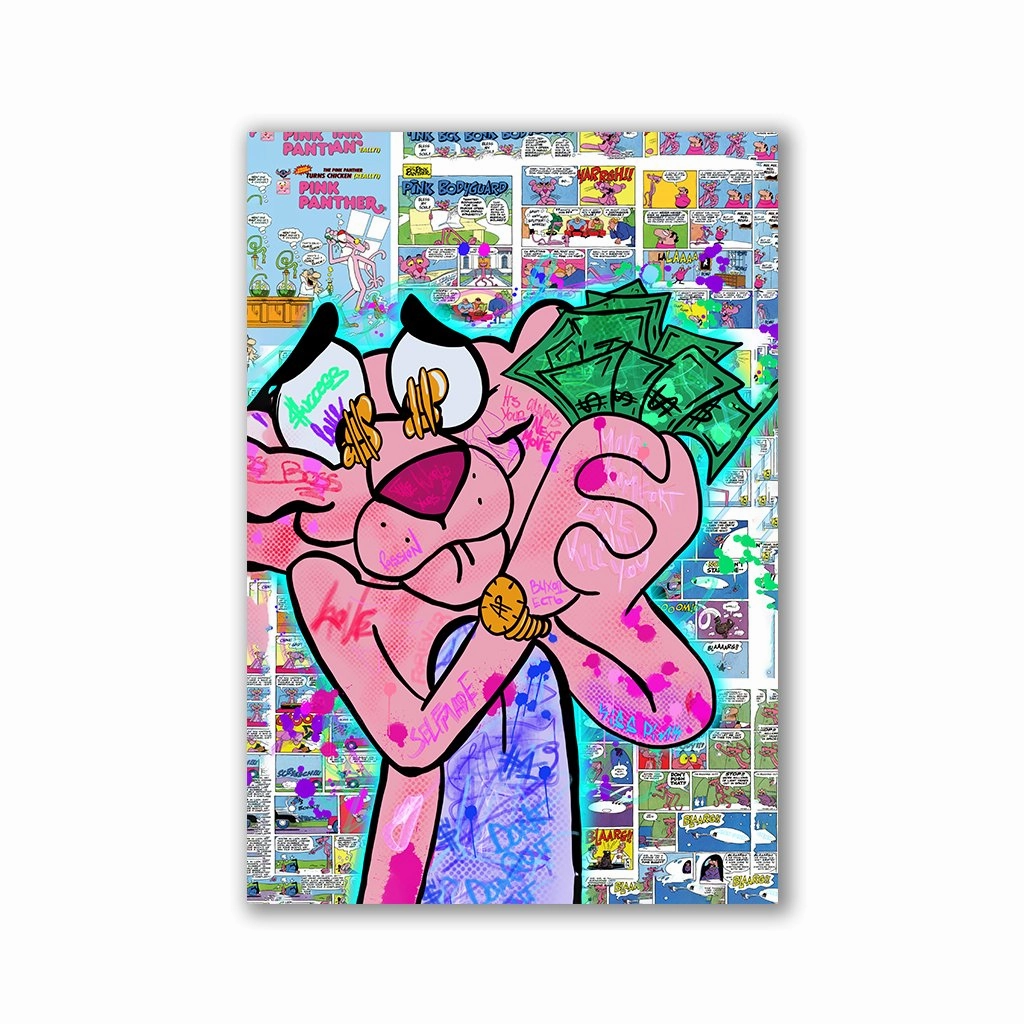 Panther by Kiss Pink framed mural artwork