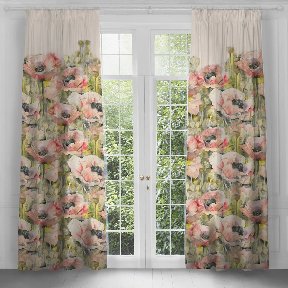 Papavera Printed Pencil Pleat Curtains Sweetpea modern fashion rug  