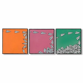 Paperplanes - Triptych by Spanjer framed mural artwork