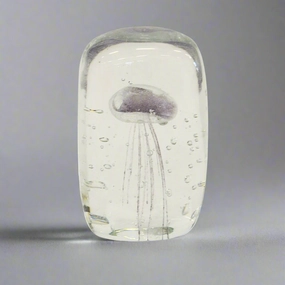 Paperweight jellyfish 12cm square lilac decorative home ornament