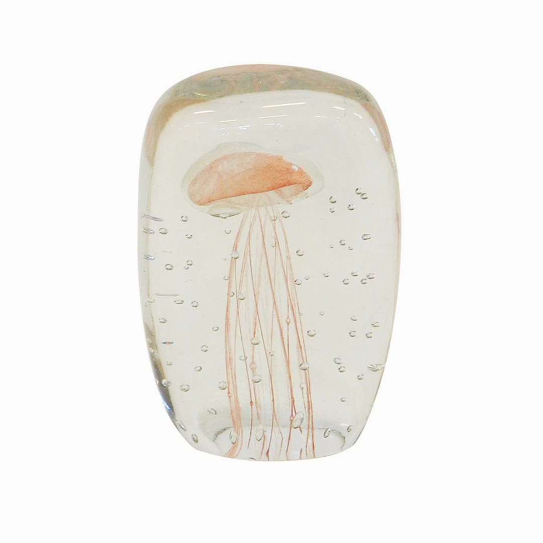 Paperweight jellyfish 12cm square peach