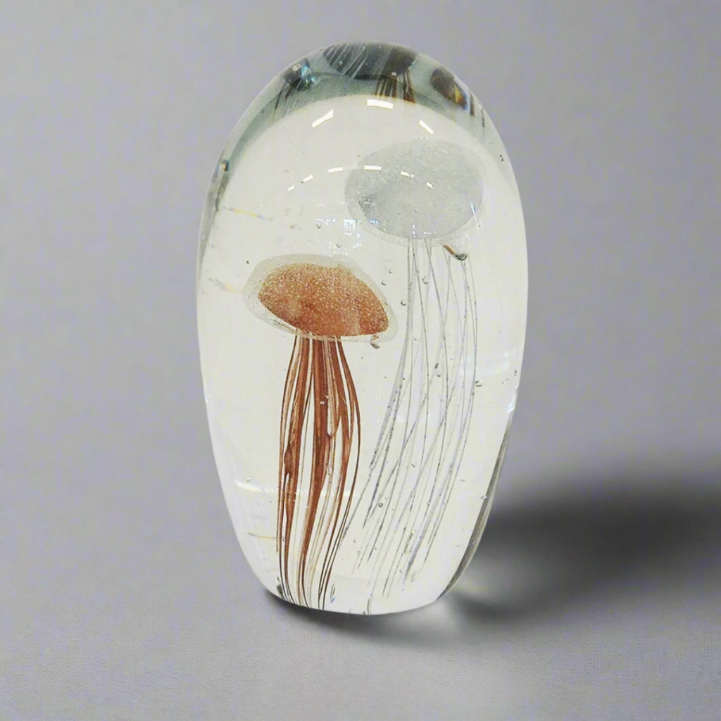 Paperweight jellyfish 16cm grey pink decorative home ornament