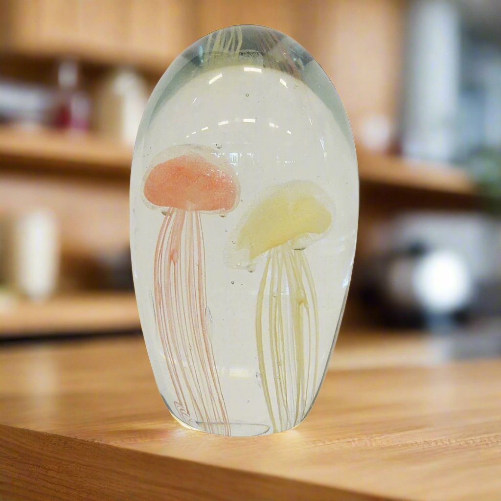 Paperweight jellyfish 16cm peach white