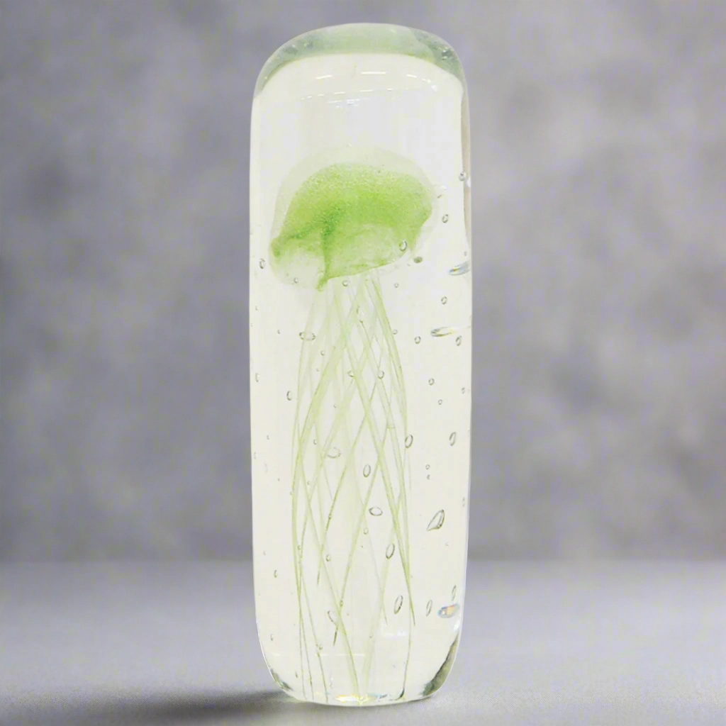 Paperweight jellyfish cylinder mint 18cm decorative home ornament