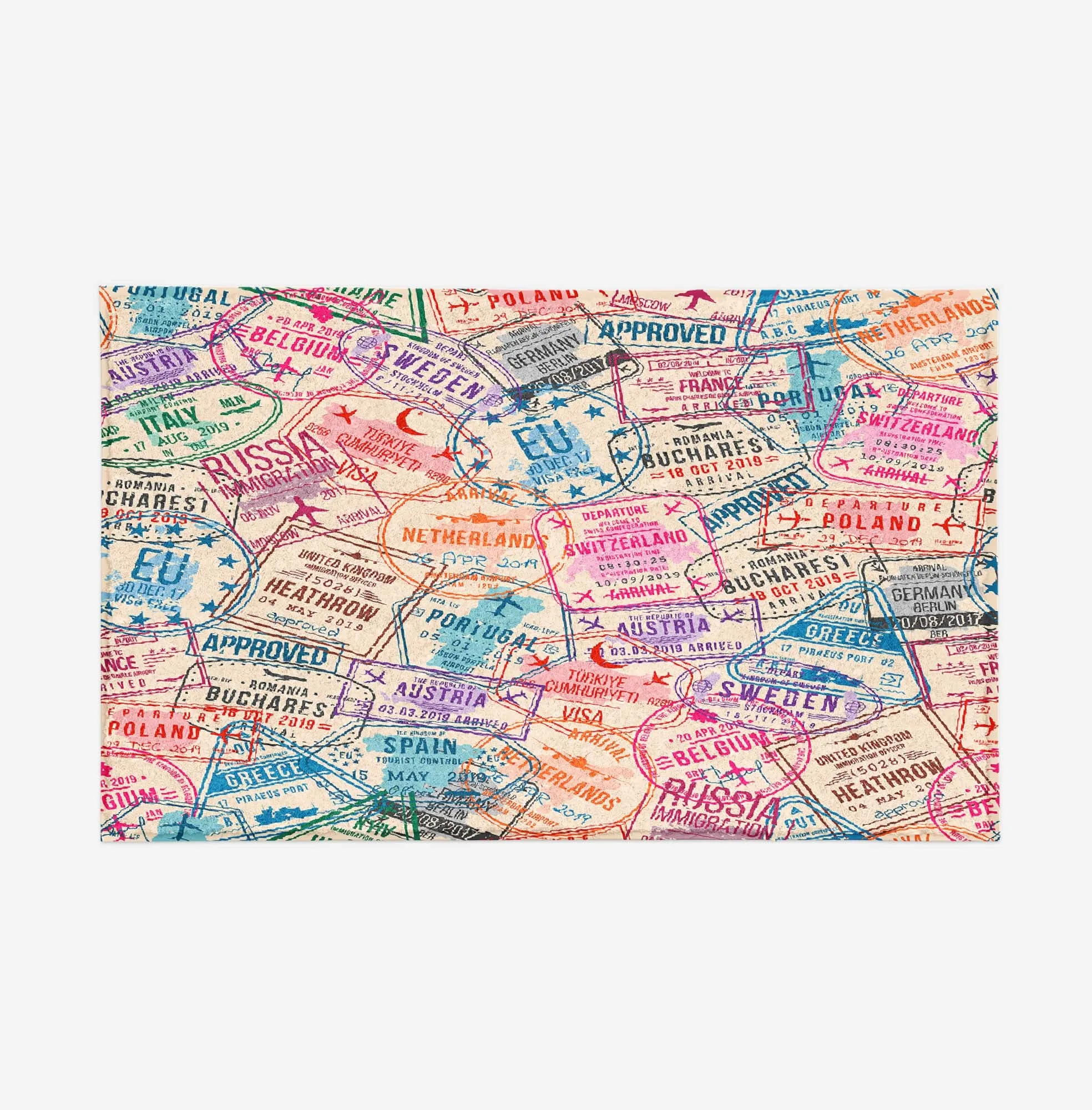 Passport Stamps Designed Door Mats