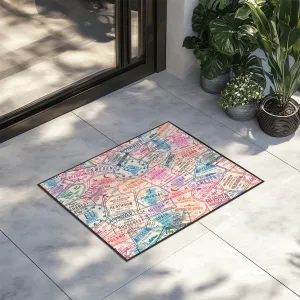 Passport Stamps Designed Door Mats door entrance rug