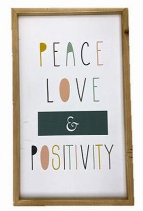 Peace Love & Positivity Glossy Sign wall pendant decor
