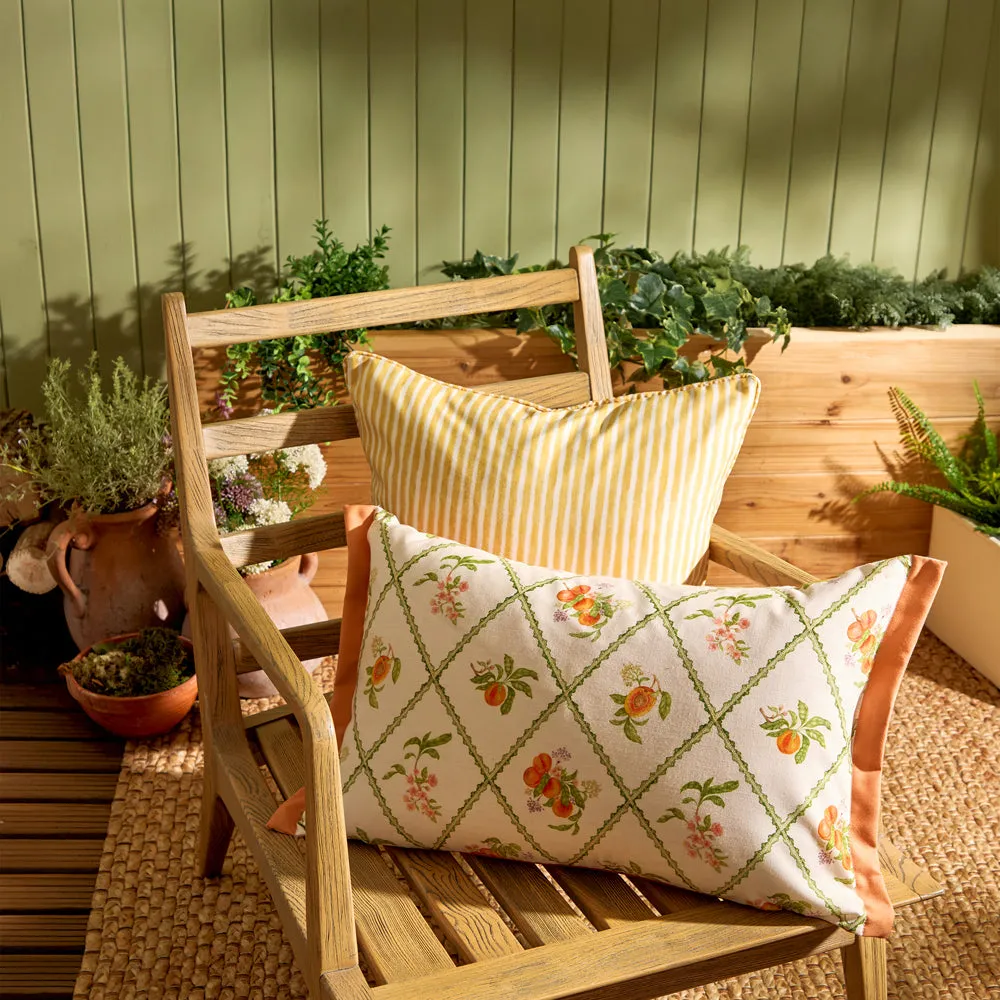 Peach Trellis Printed Outdoor Cushion Orange