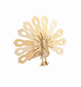 Peacock Bird DIY 3D Wooden Puzzle, Natural, 6-3/4-Inch wooden room decoration