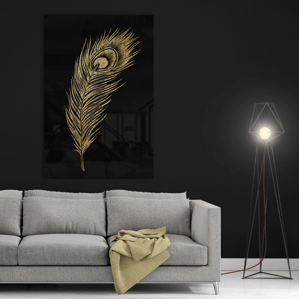 Peacock Feather Gold on Acrylic