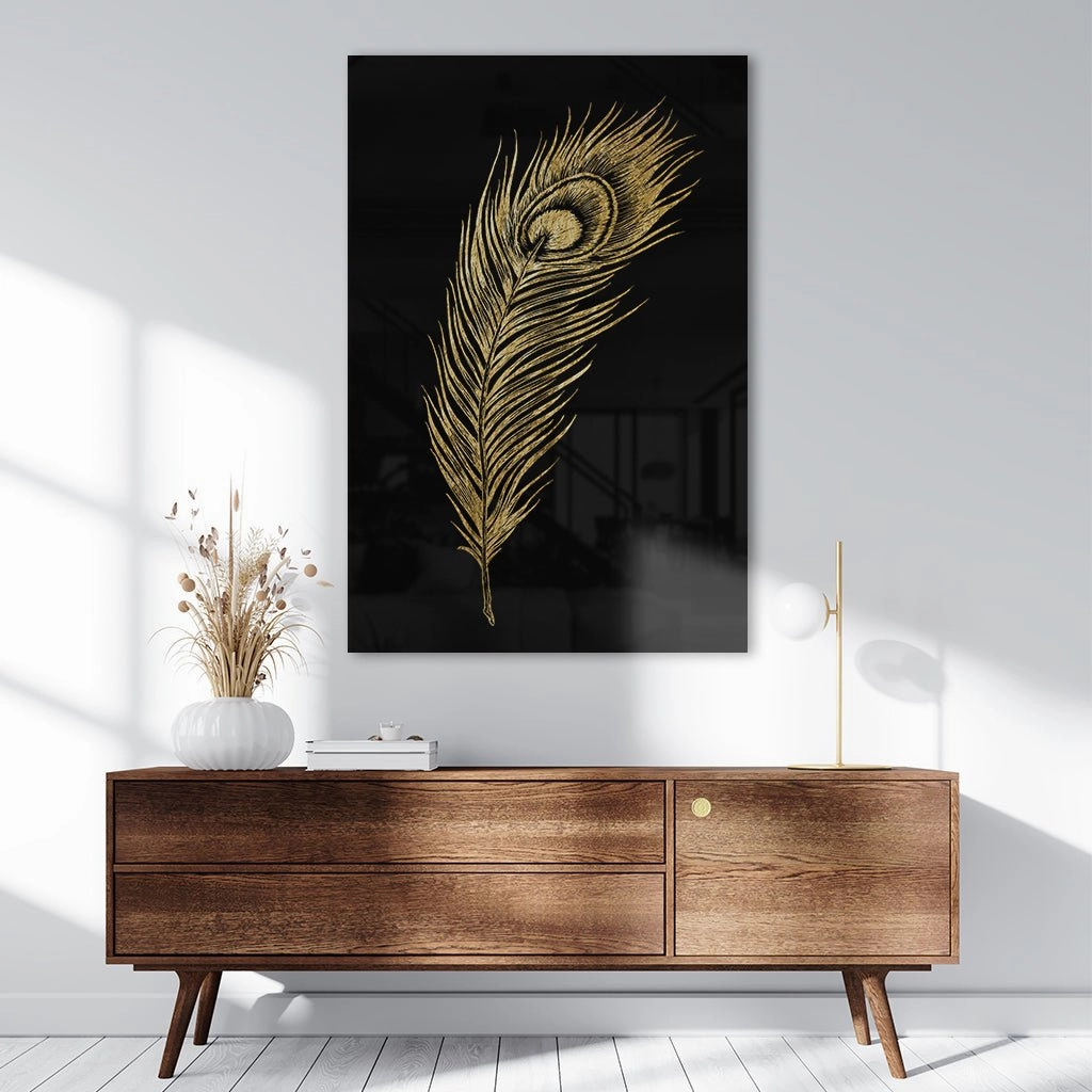 Peacock Feather Gold on Acrylic