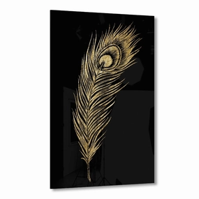 Peacock Feather Gold on Acrylic framed mural artwork