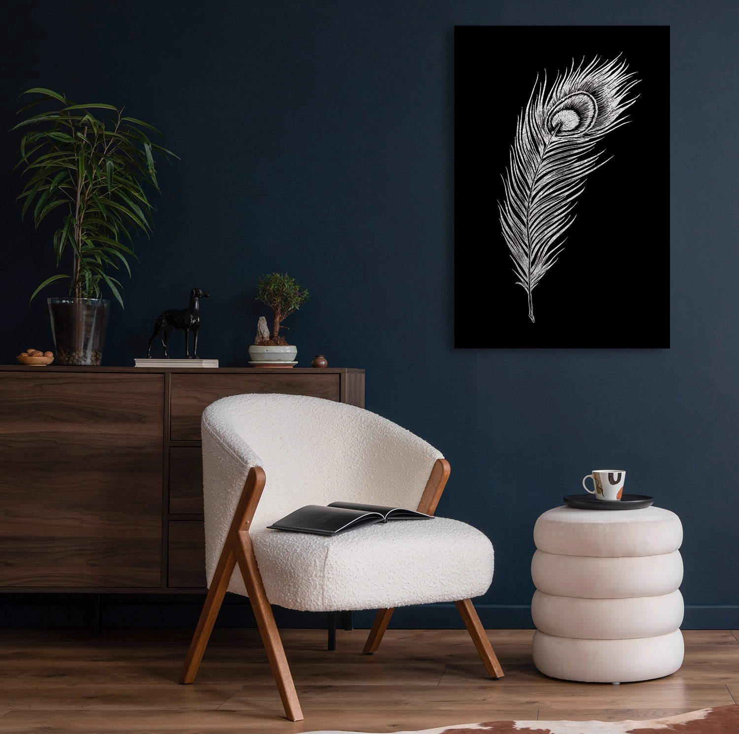 Peacock Feather Silver on Acrylic