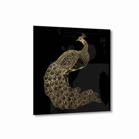 Peacock gold on acrylic glass framed mural artwork