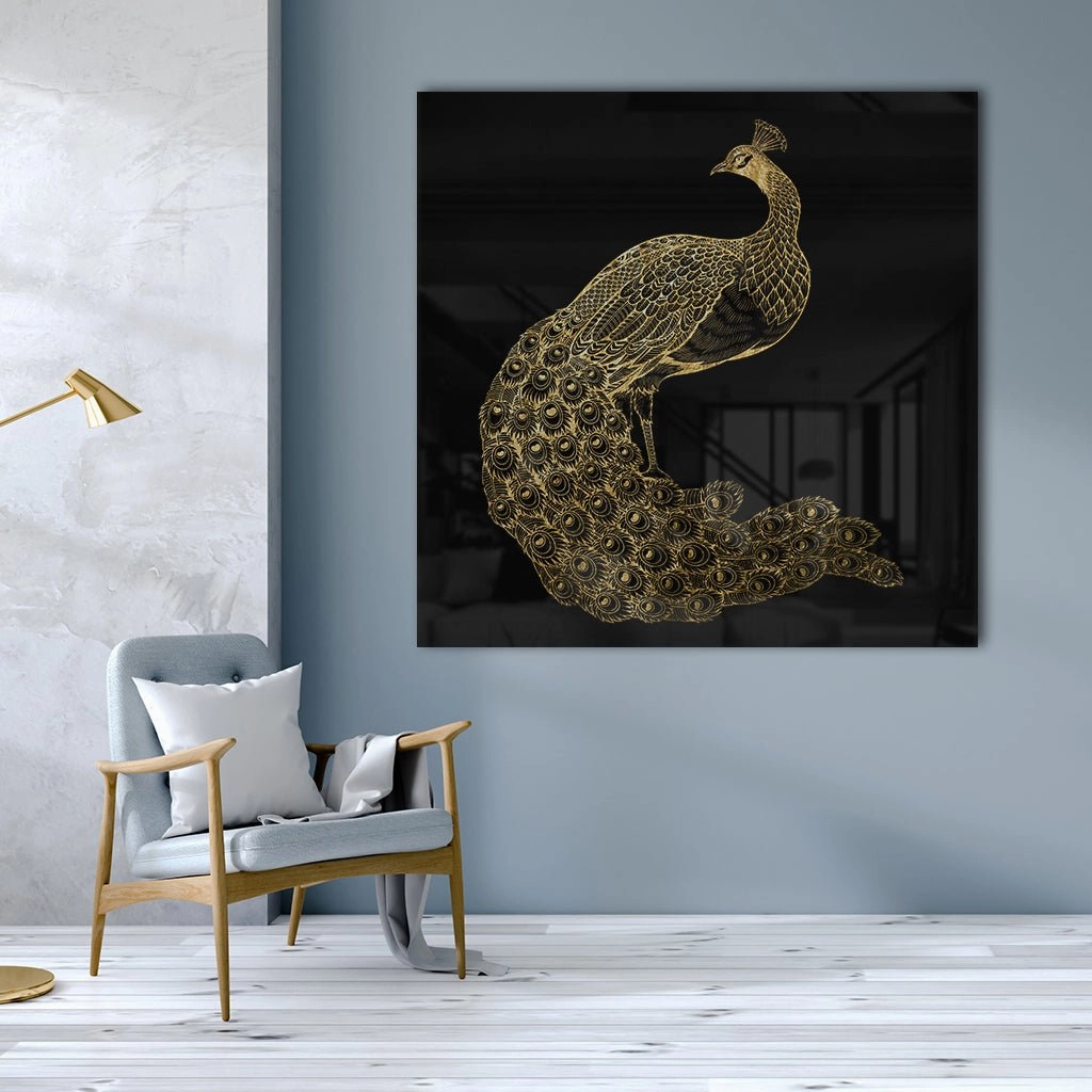 Peacock gold on acrylic glass