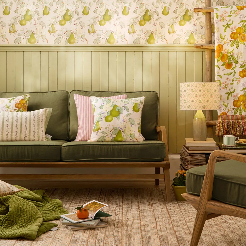 Pear Orchard Printed Cushion Green