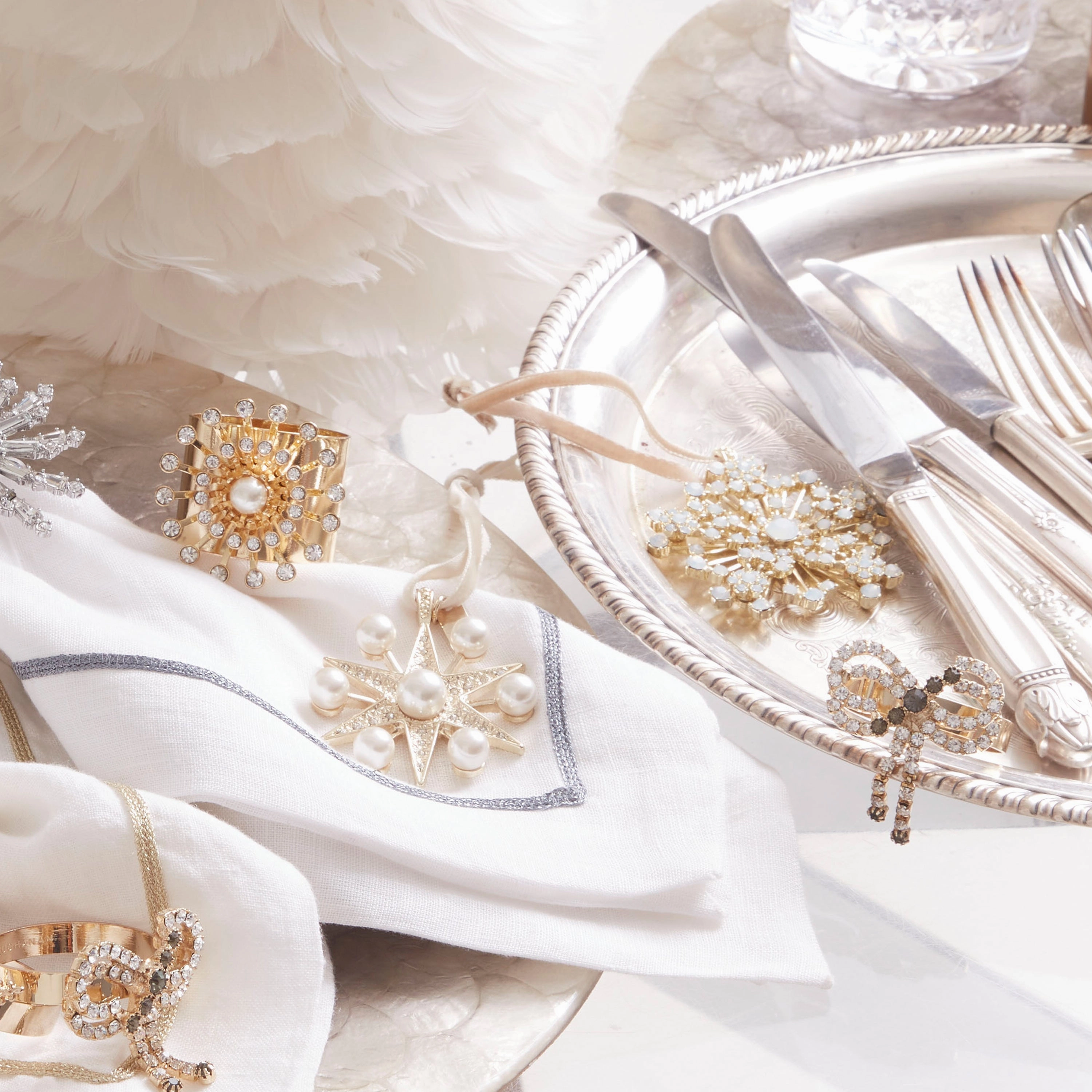 Pearl Star Napkin Rings, Set of Two