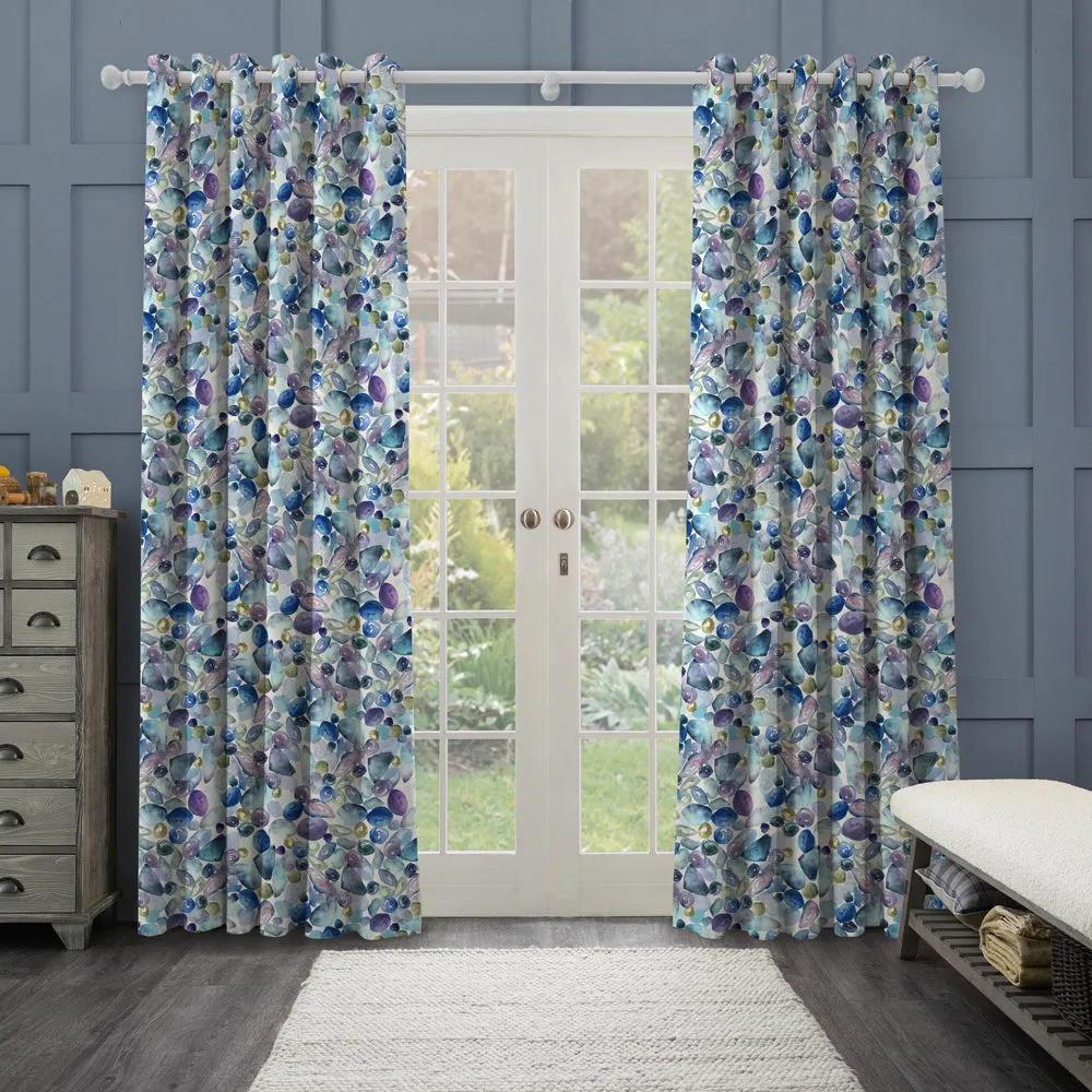 Pebbles Printed Made to Measure Curtains Marine