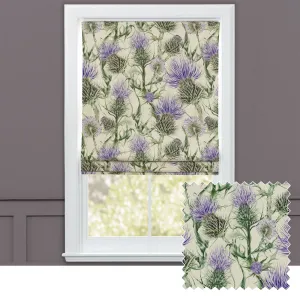 Penton Printed Cotton Made to Measure Roman Blinds Damson/Natural chic floor carpet  