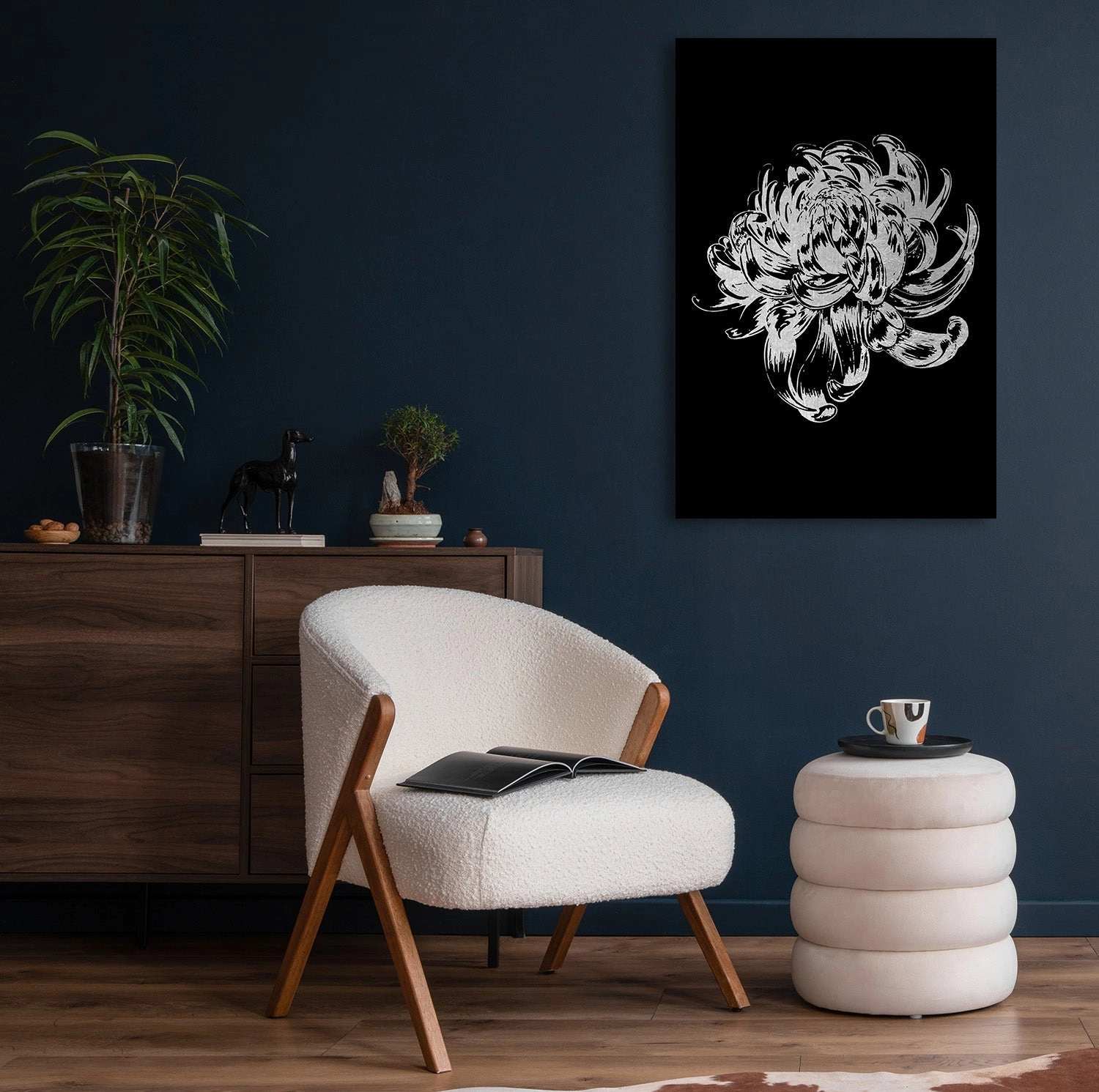 Peony Silver on Acrylic