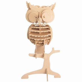 Perched Owl DIY 3D Wooden Puzzle, Natural, 9-1/4-Inch wooden room decoration