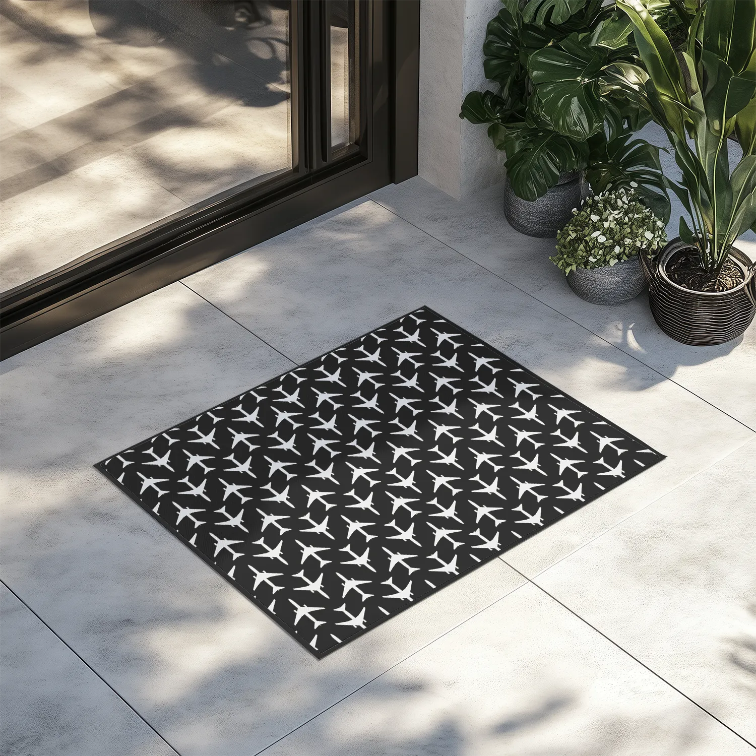 Perfectly Sized Seamless Airplanes Black Designed Door Mats door entrance rug