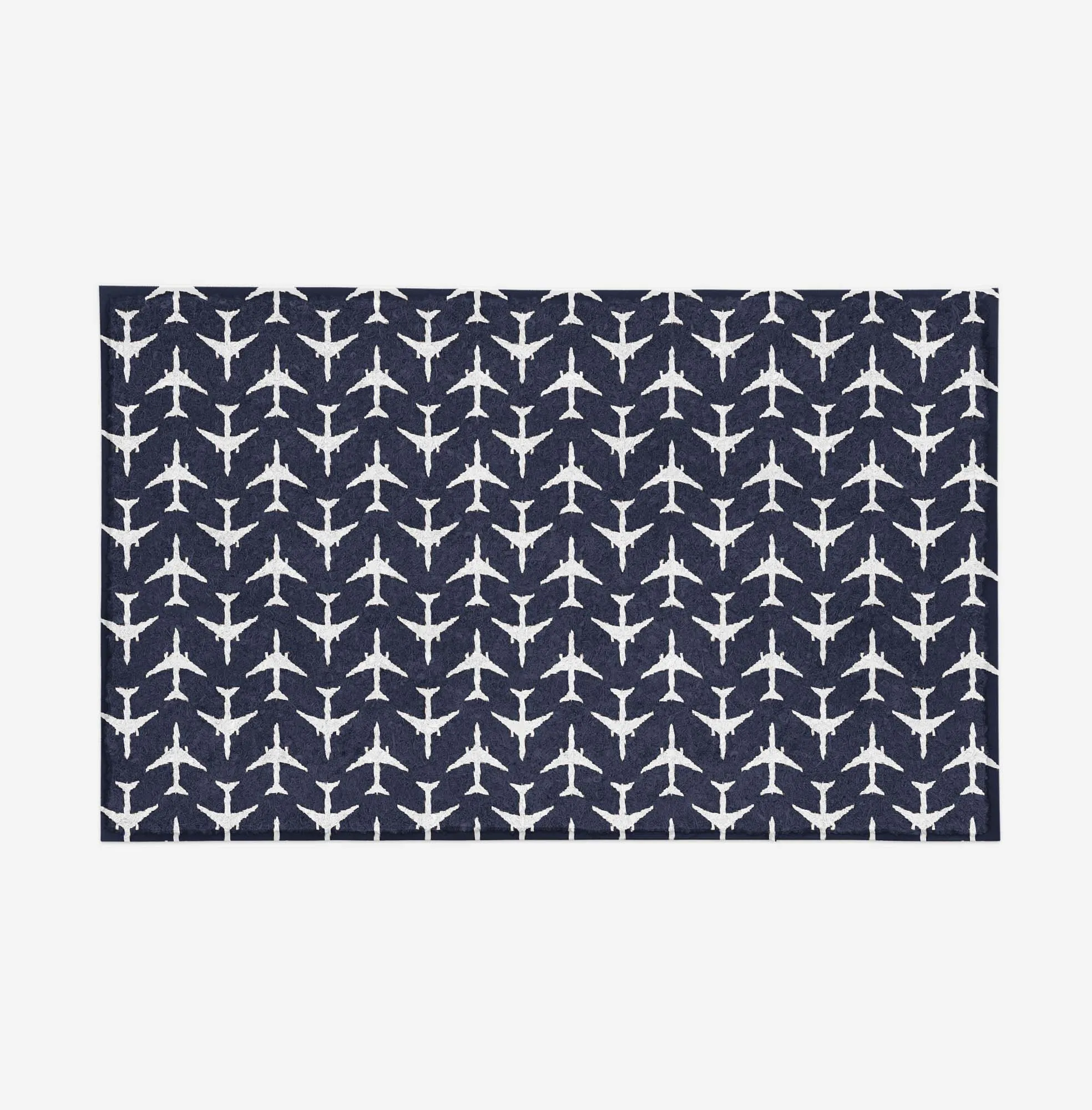 Perfectly Sized Seamless Airplanes Dark Blue Designed Door Mats