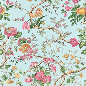 Persephone Wallpaper in Spring Sky paper wall covering