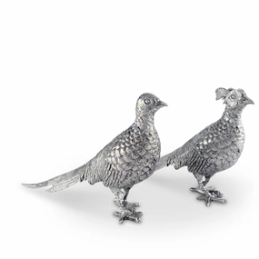 Pewter Pheasant Statuettes cute desktop display