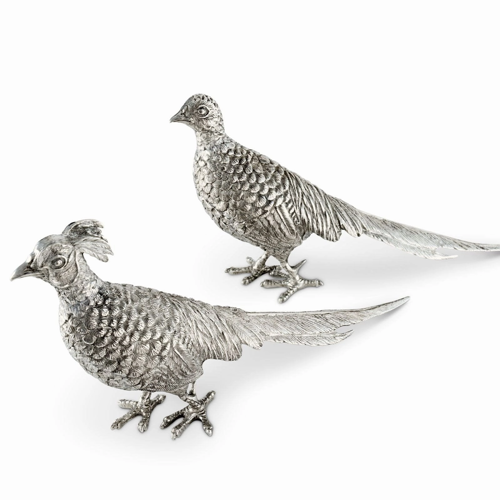 Pewter Pheasant Statuettes