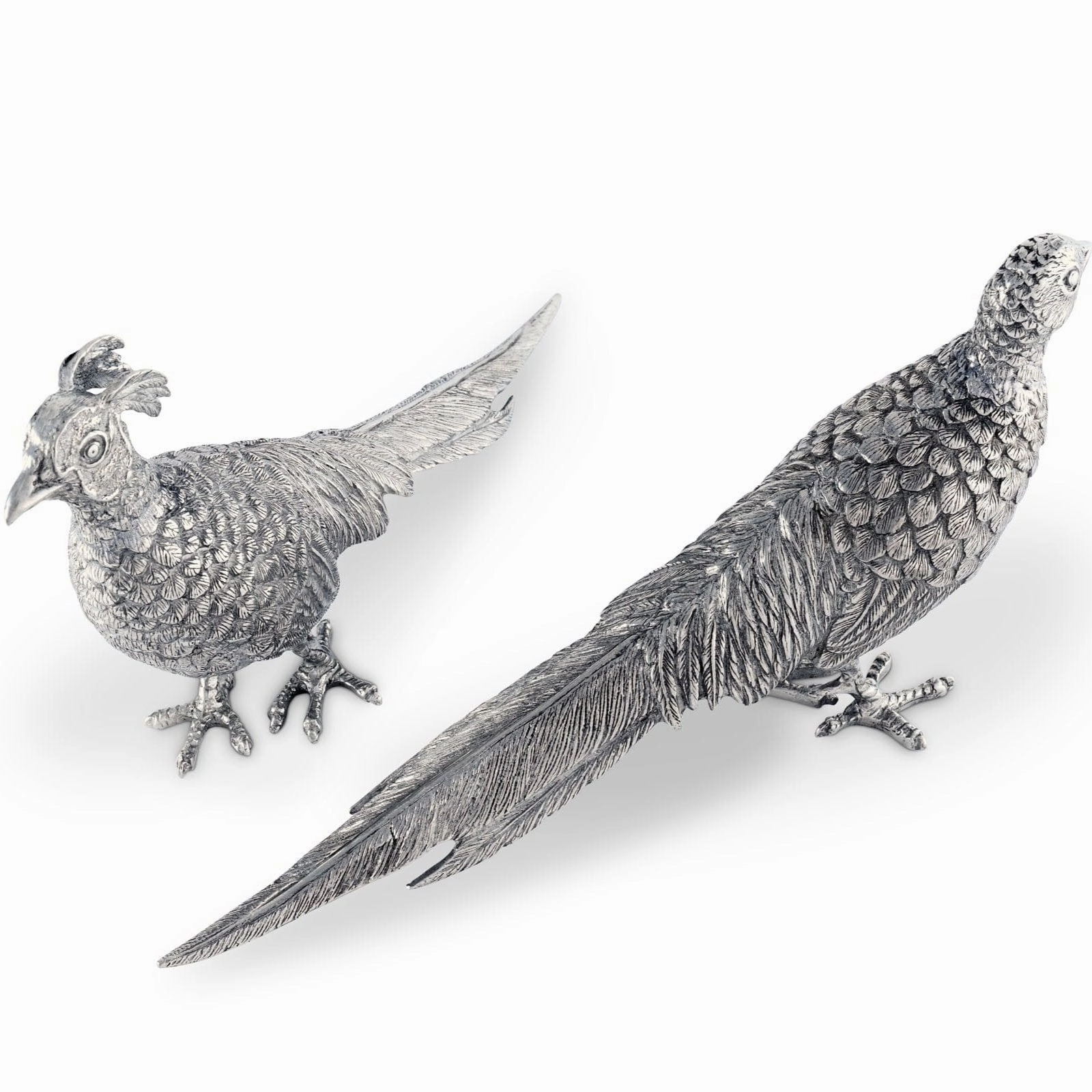 Pewter Pheasant Statuettes
