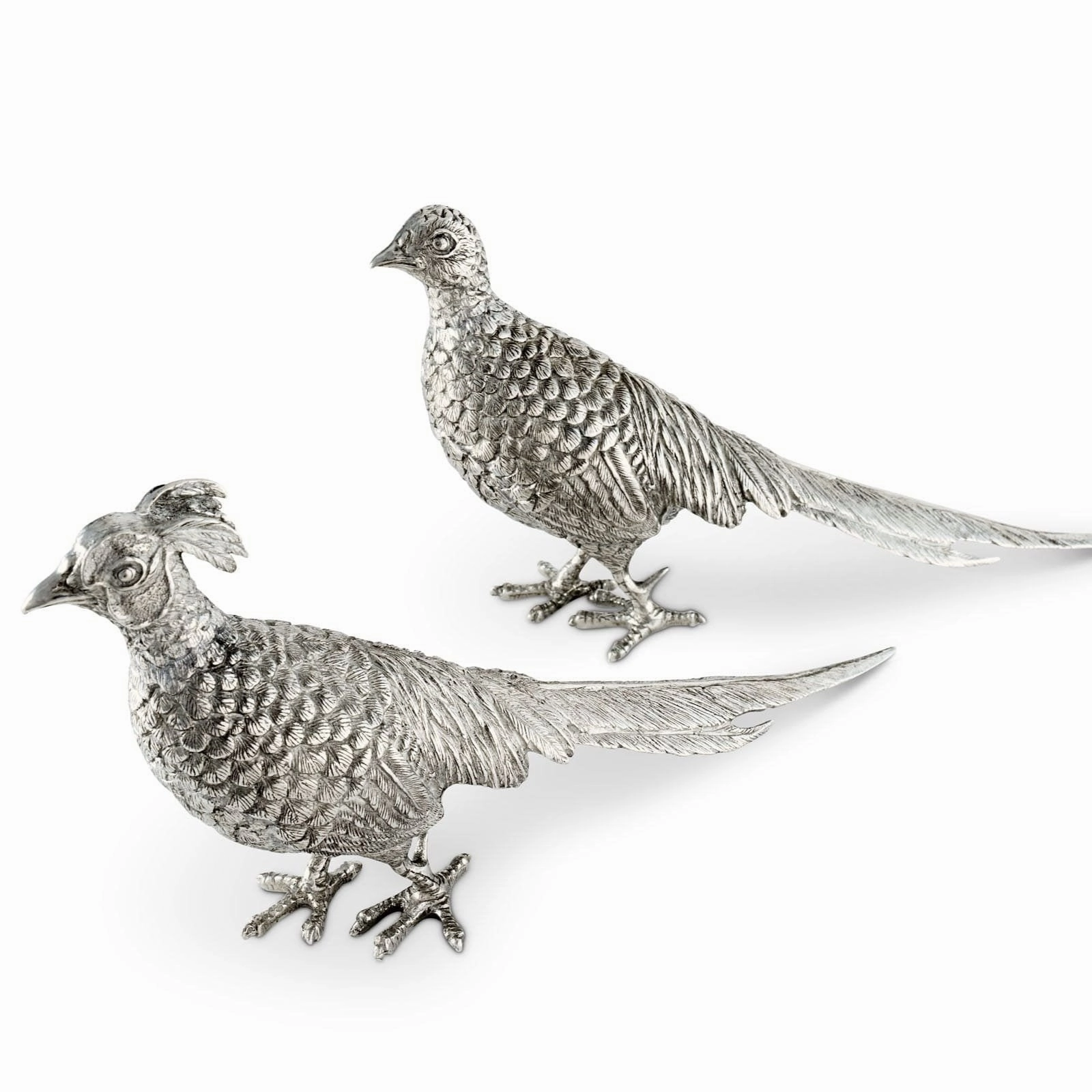 Pewter Pheasant Statuettes