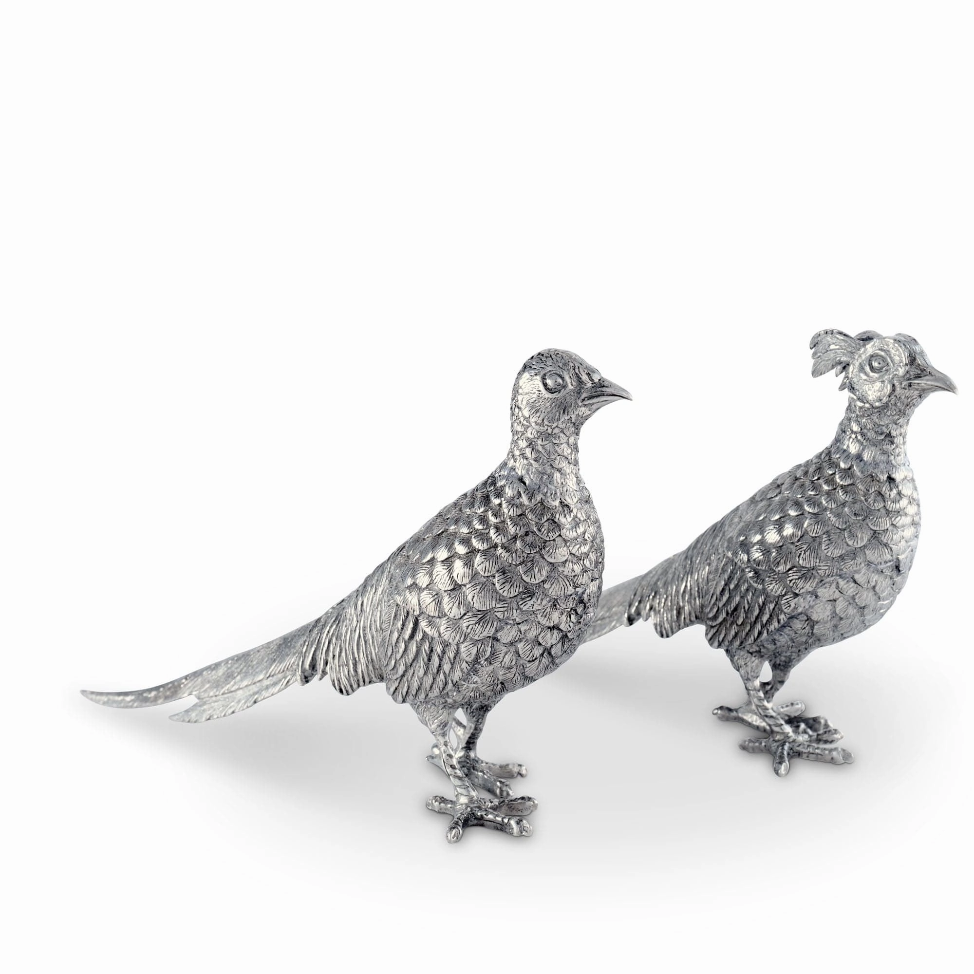 Pewter Pheasant Statuettes cute desktop display