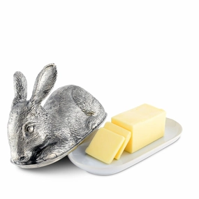 Pewter Rabbit Butter Dish mini desktop sculpture