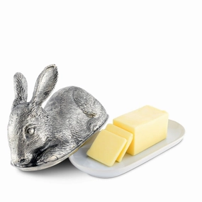 Pewter Rabbit Butter Dish cute desktop display