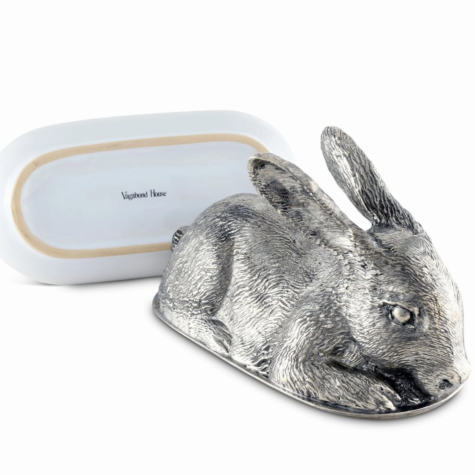 Pewter Rabbit Butter Dish