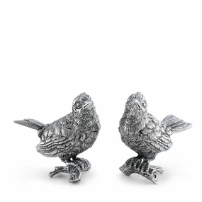 Pewter Song Birds Salt & Pepper Set mini desktop sculpture