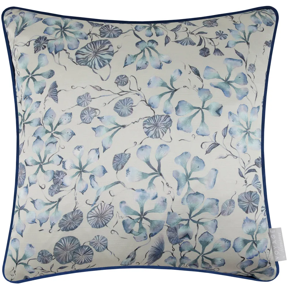 Philipa Printed Piped Cushion Blue