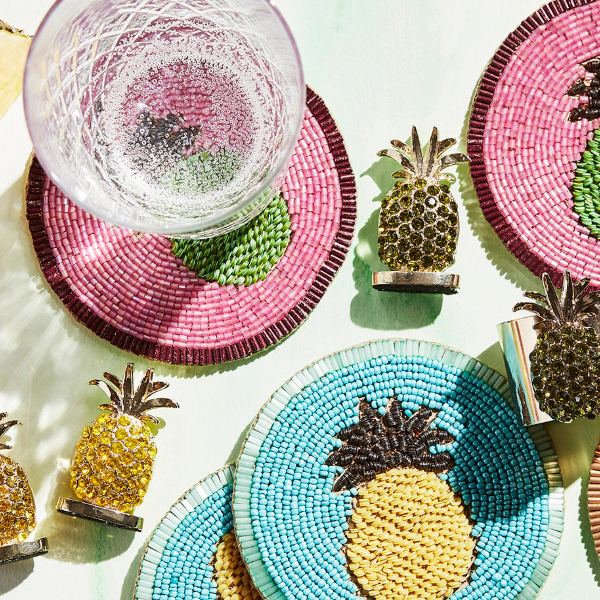 Pineapple Placecard Holders, Yellow, Set of Two