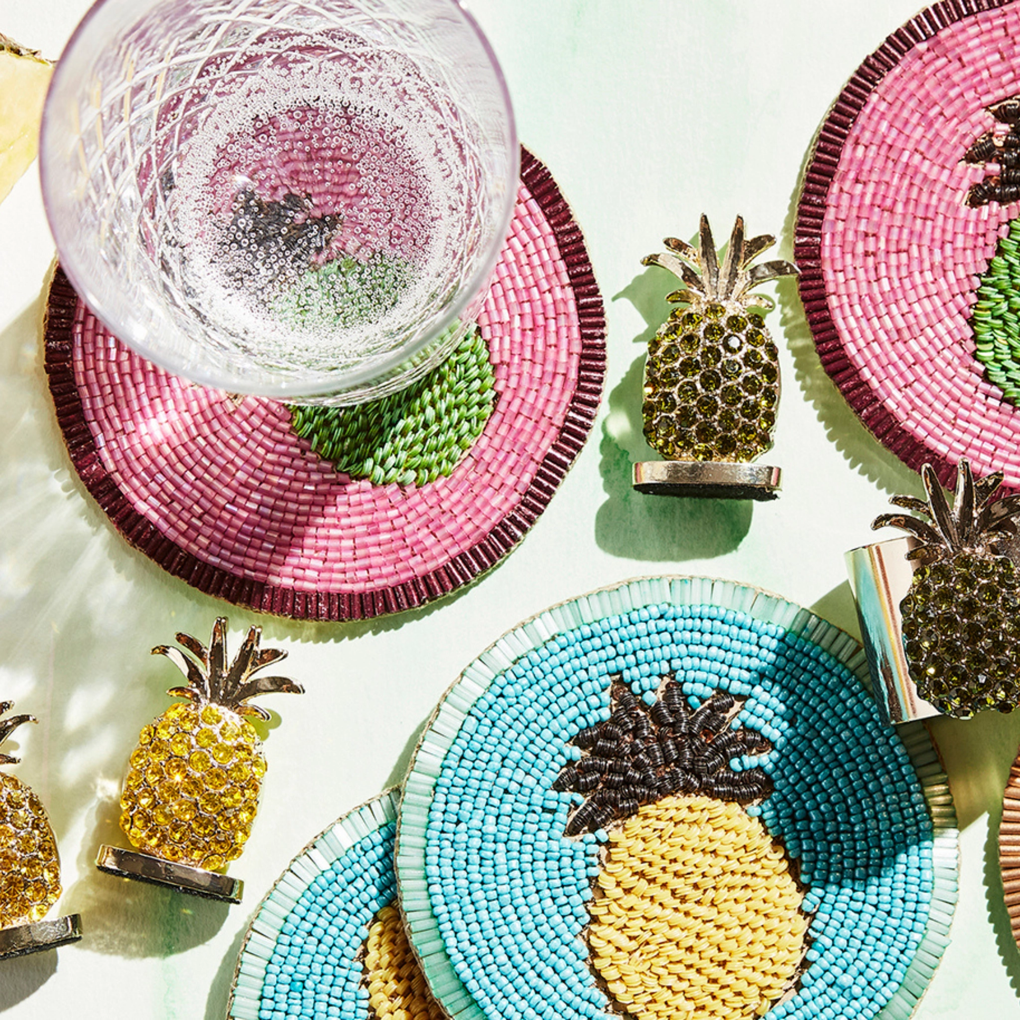 Pineapple Placecard Holders, Yellow, Set of Two